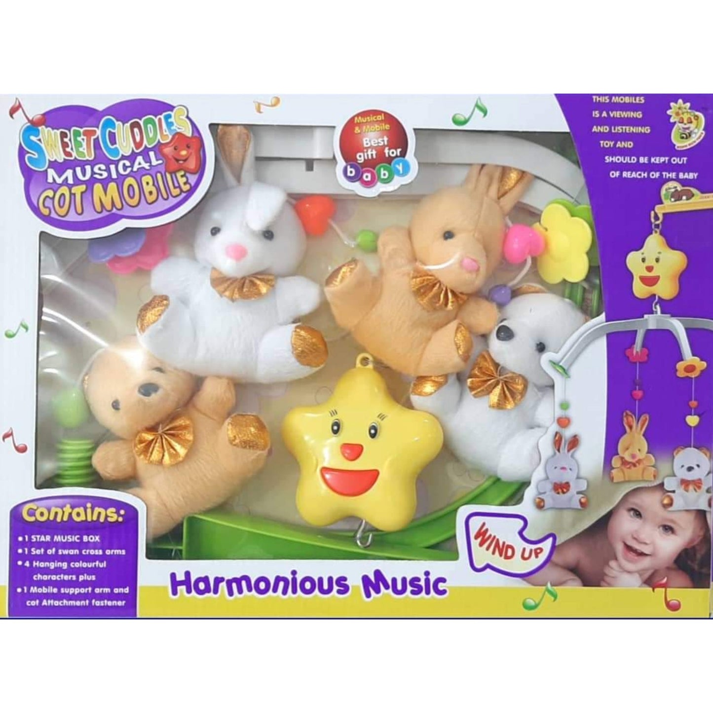 Musical Baby Cot Mobile - Rabbits