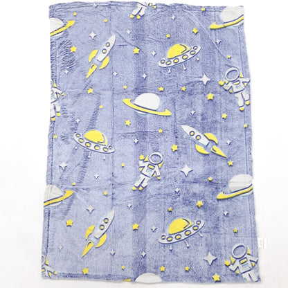 Glow in Dark Blanket - Bluish Gray Stars & Space