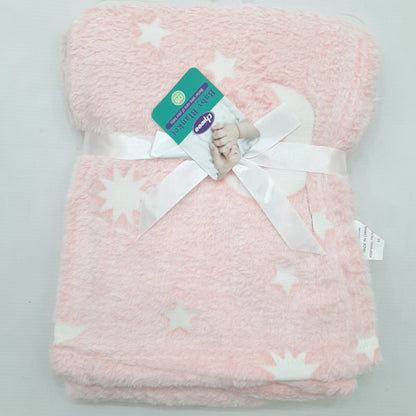 Glow in Dark Blanket - Pink Stars & Moon