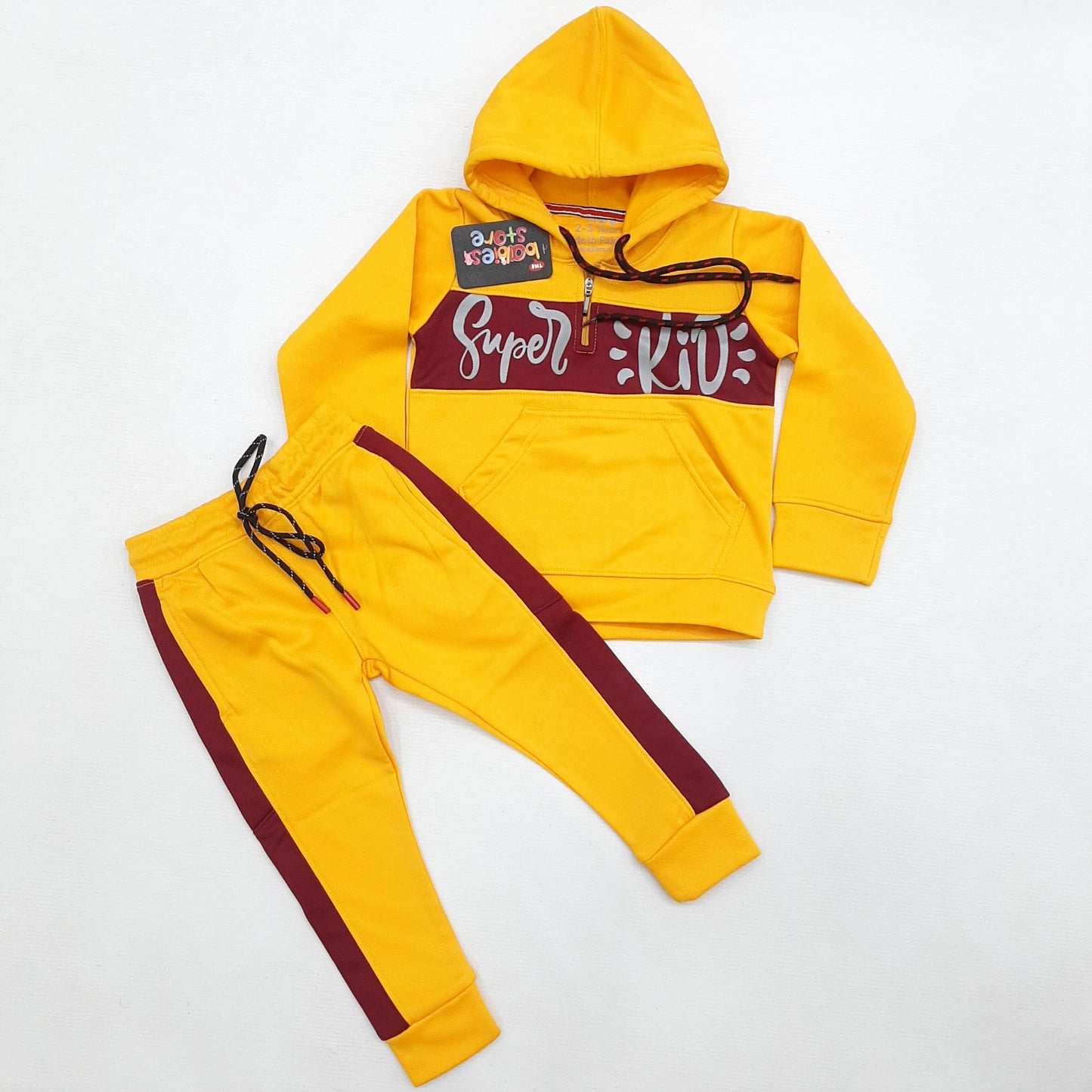 Super Kid Track Suit - Yellow & Maroon