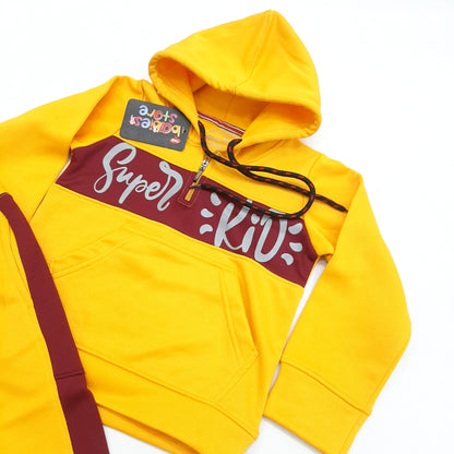 Super Kid Track Suit - Yellow & Maroon