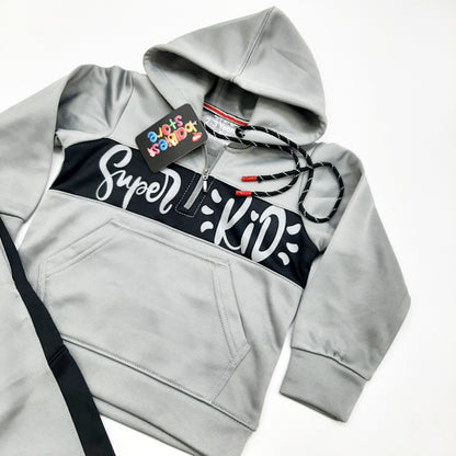 Super Kid Track Suit - Gray & Black