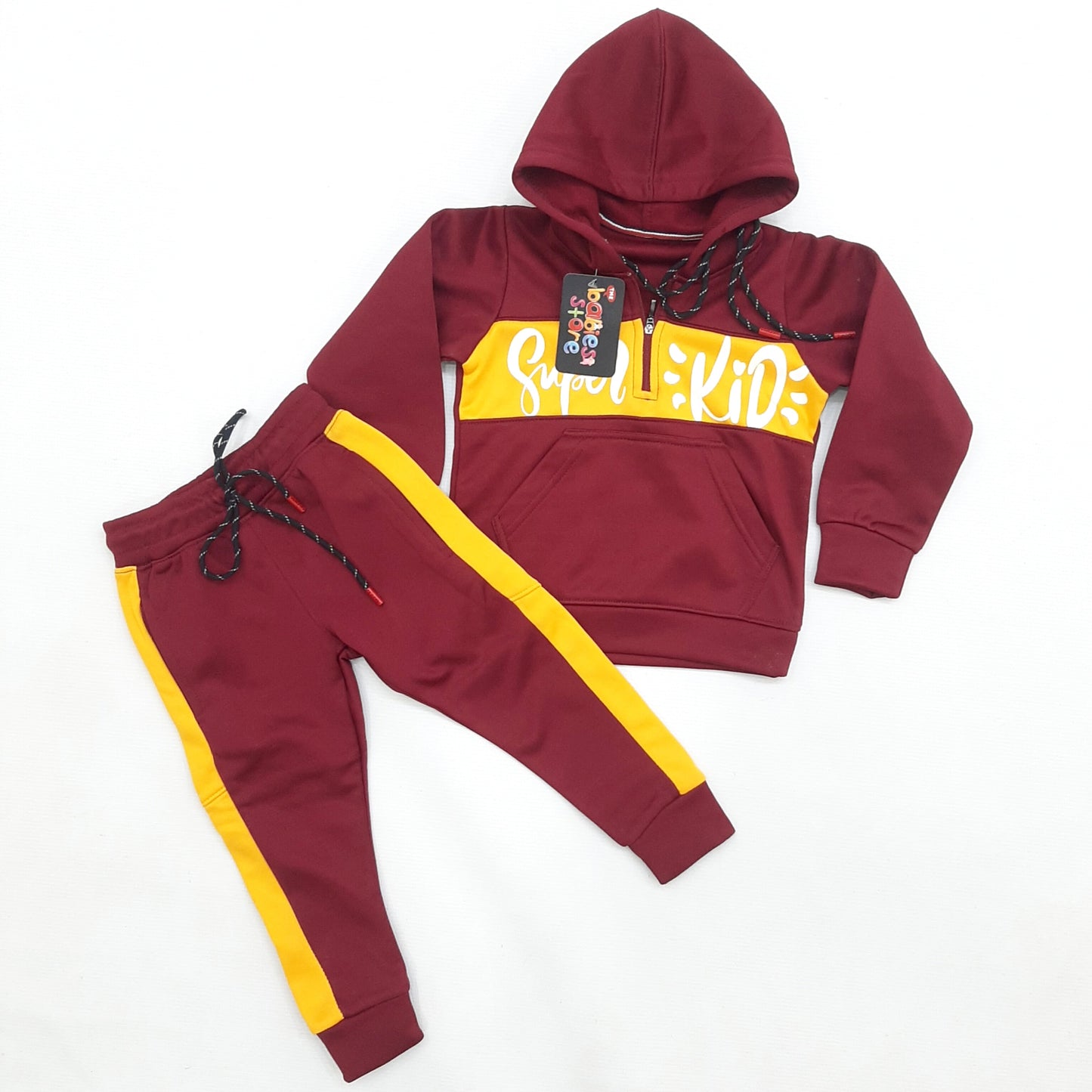 Super Kid Track Suit - Maroon & Yellow