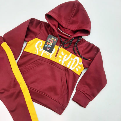 Super Kid Track Suit - Maroon & Yellow