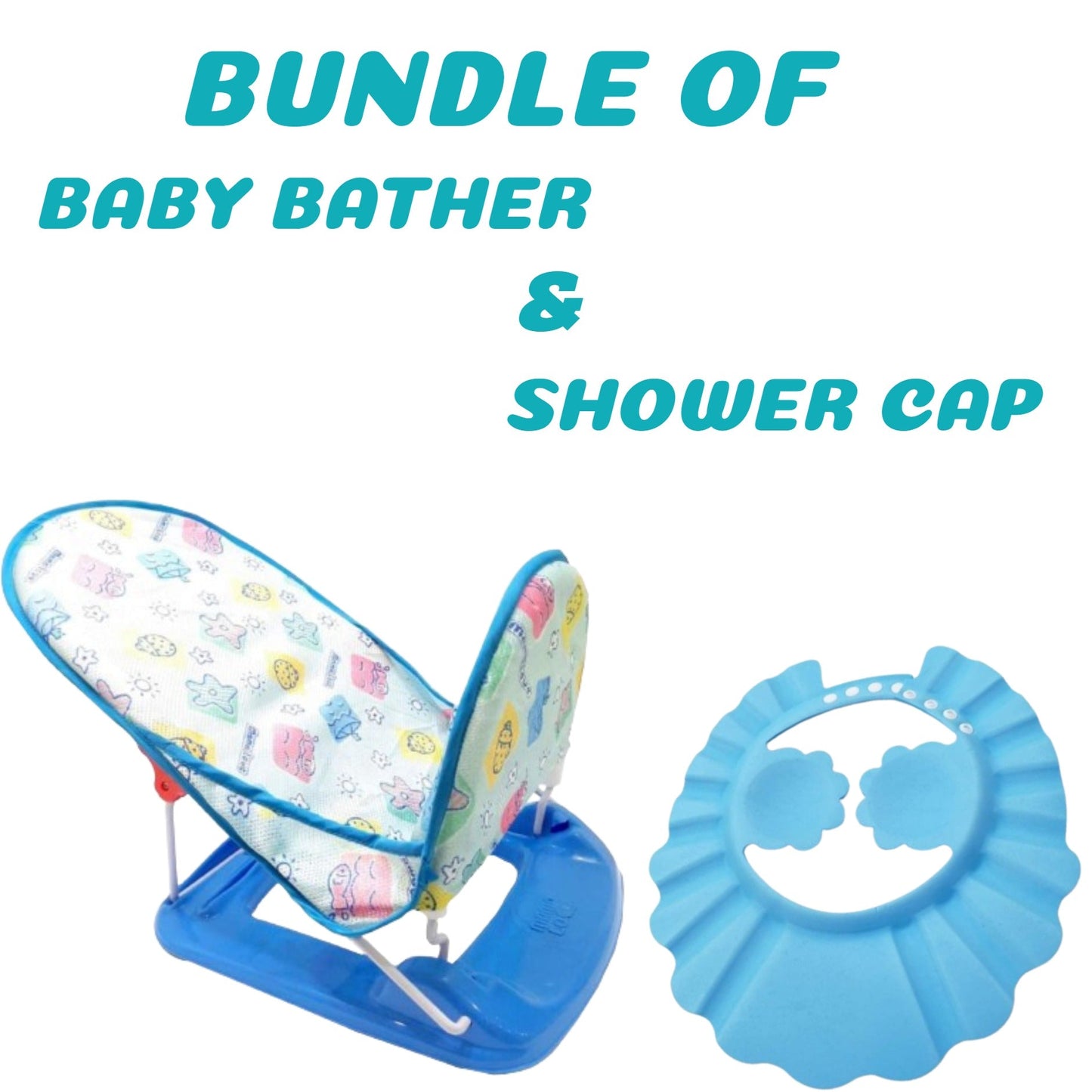 Bundle of Baby Bather & Shower Cap - Blue