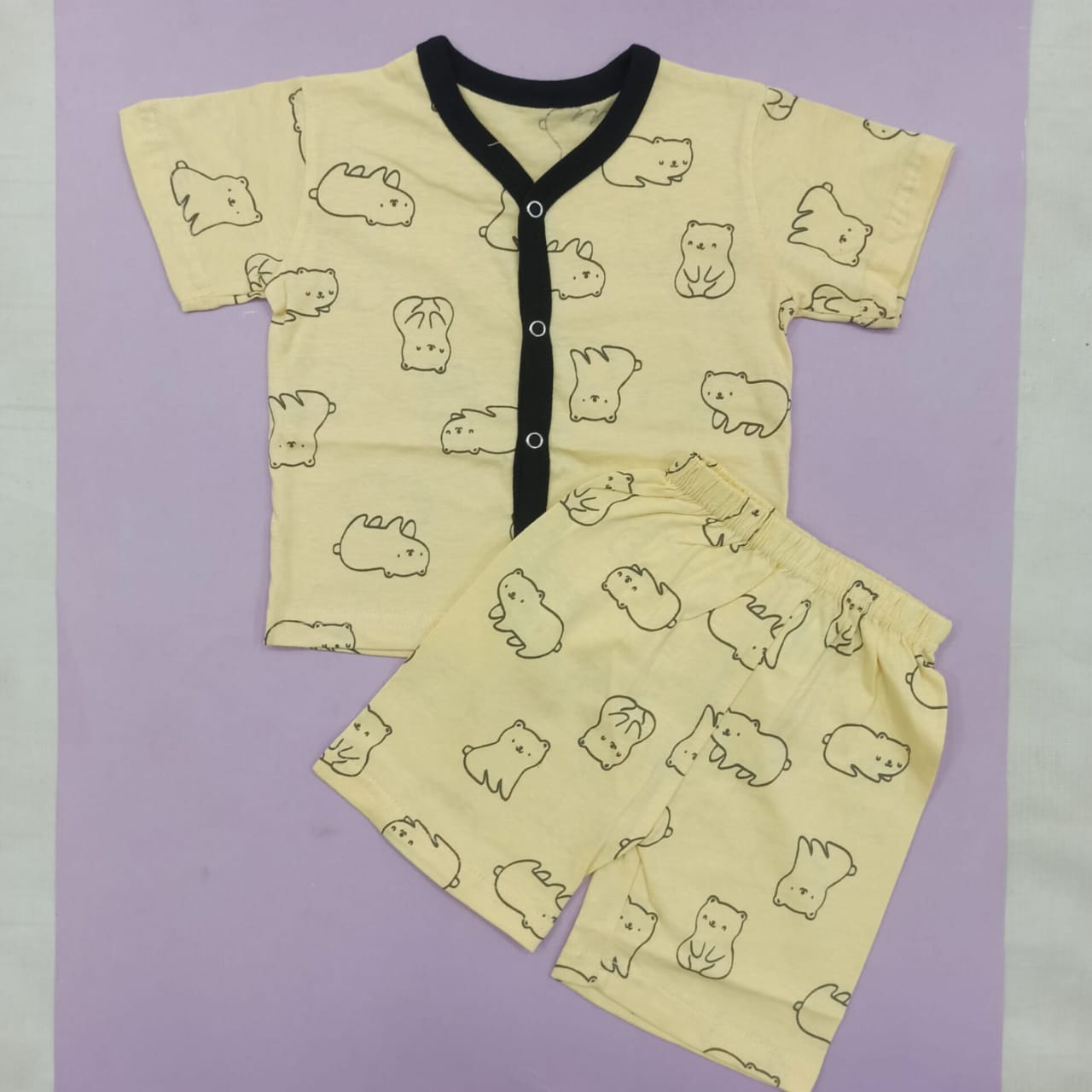 Little Planet - Short Sleeves Night Suit - Yellow Bear