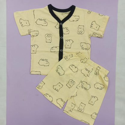 Little Planet - Short Sleeves Night Suit - Yellow Bear