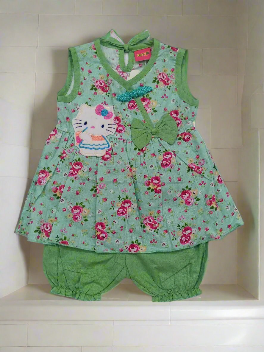 Girls Frock  with Short - Red Rose