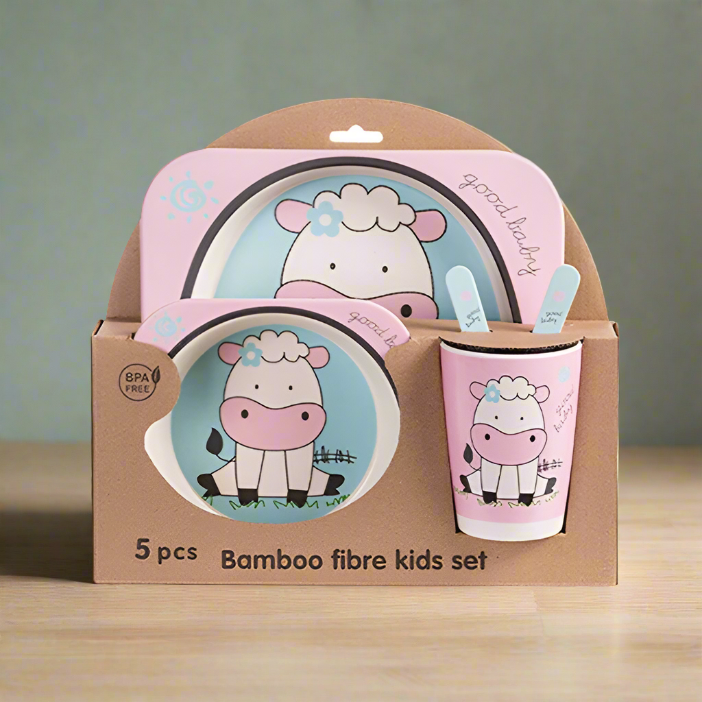 5 Pieces Bamboo Fiber Feeding Set - Sheep