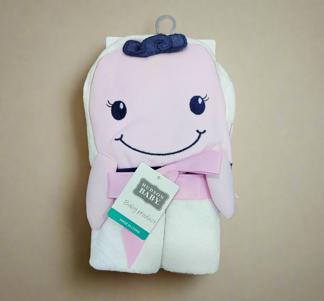 Baby Hooded Bath Towel - Pink - Dolphin