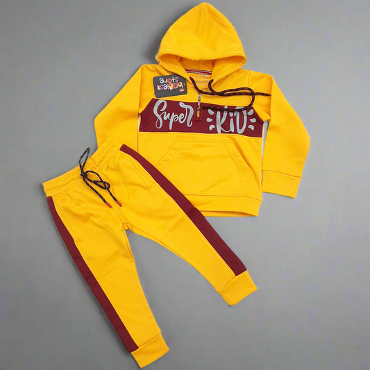 Super Kid Track Suit - Yellow & Maroon