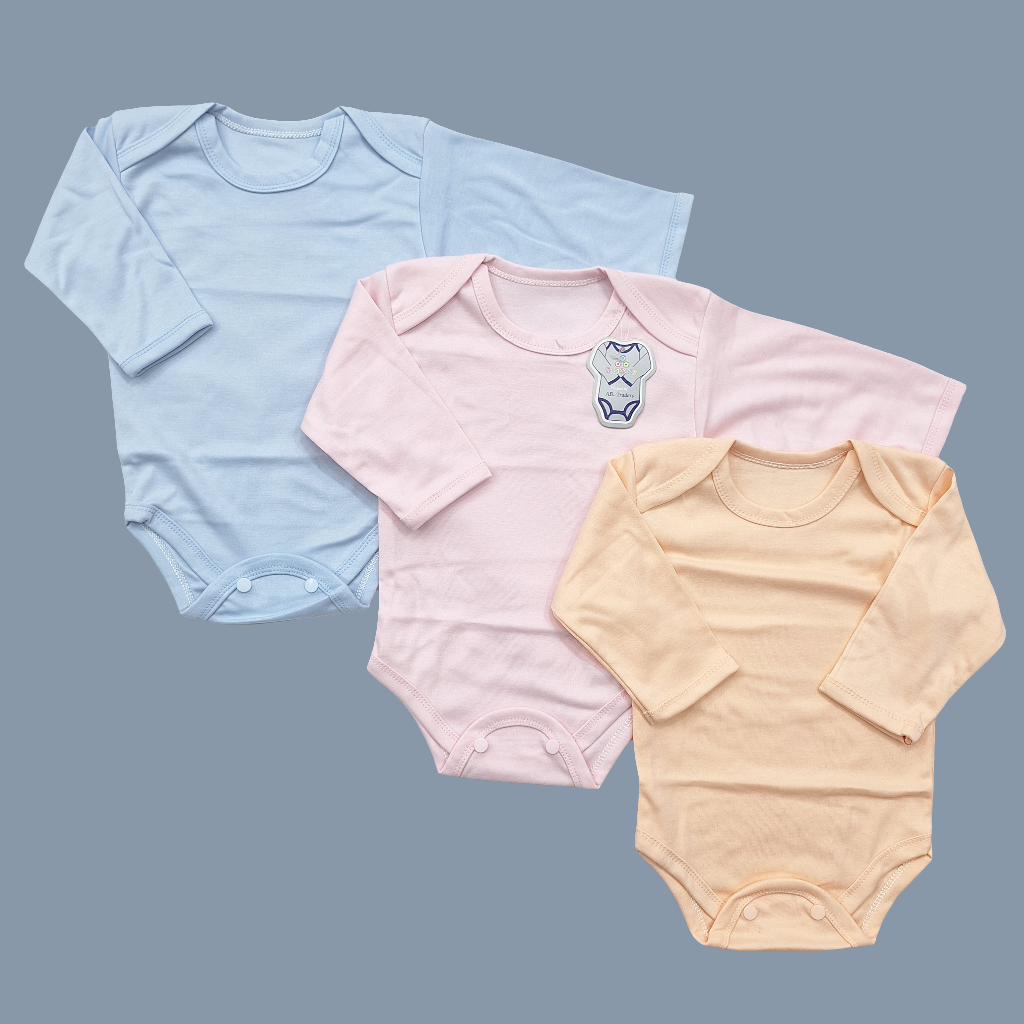 Super Kid Pack of 3 Body Suits - Blue Pink Peach