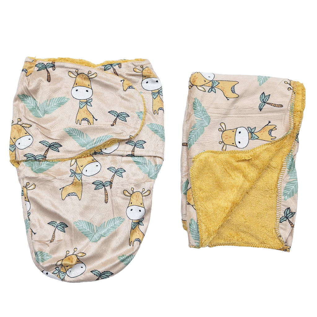 2 Pieces - Swaddle & Blanket - Brown - Jungle