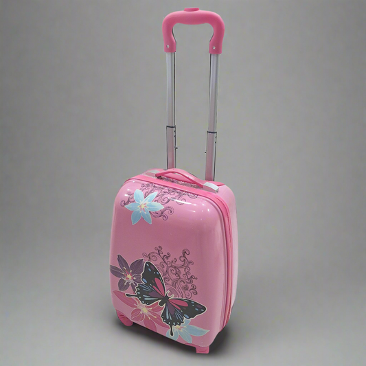 4 Wheels - Kids Travel Trolley - Pink - Butterfly