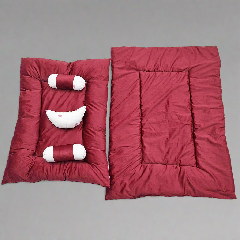 5 Pieces Velvet Bedding Set - Maroon