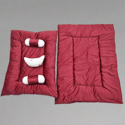 5 Pieces Velvet Bedding Set - Maroon