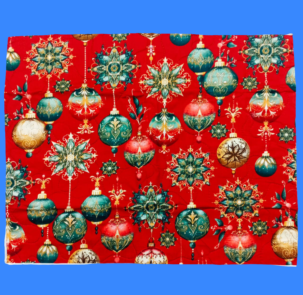 Diaper Changing Sheet -Christmas Ornaments Red