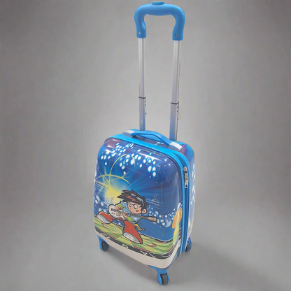 4 Wheels - Kids Travel Trolley - Blue - Piano Boy