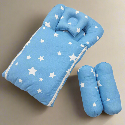 Carry Nest With Pillows - Blue - White Stars