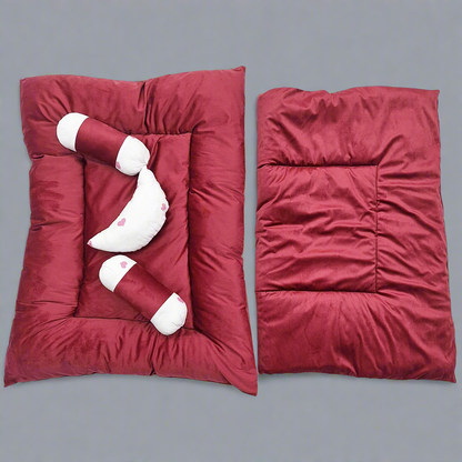 5 Pieces Velvet Bedding Set - Maroon