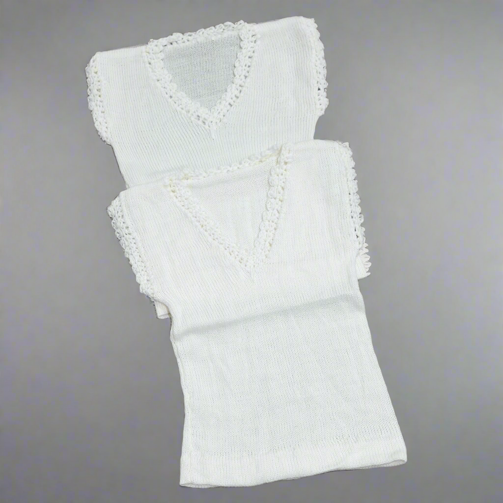 Pack of 2 - Woolen Vests V Neck - White