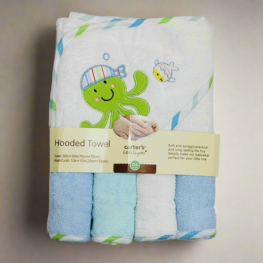 5 Pieces Bath Towel Gift Set - White - Octopus