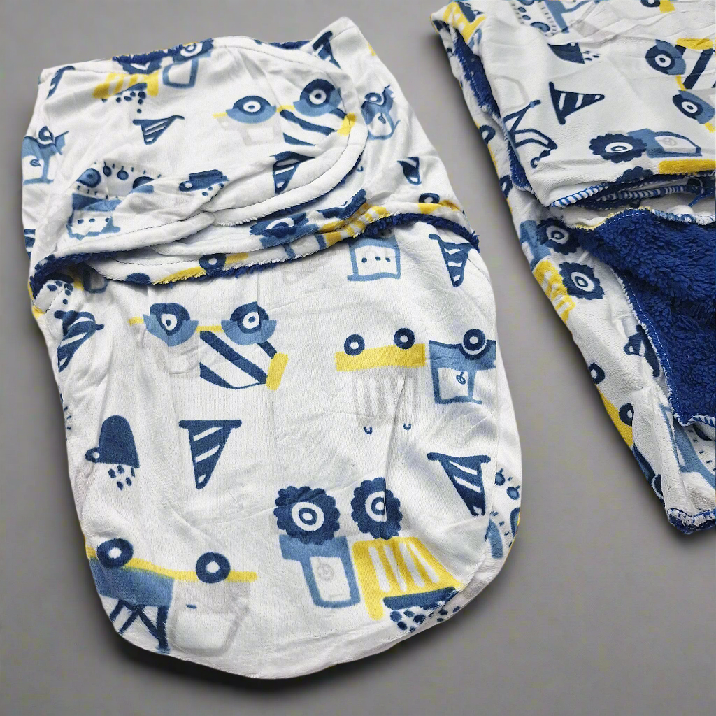 2 Pieces - Swaddle & Blanket - Blue - Construction