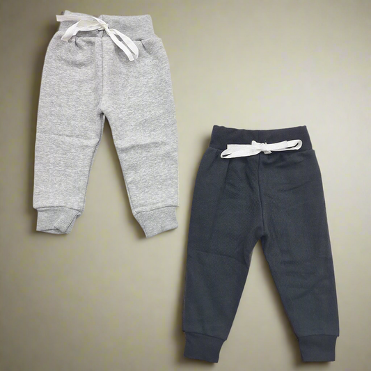 Pack of 2 Fleece Trousers - Light Grey & Black - 6 to 7 Years