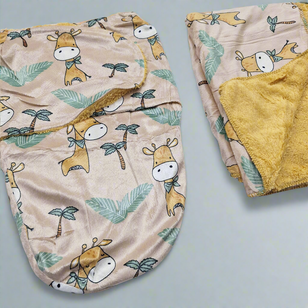 2 Pieces - Swaddle & Blanket - Brown - Jungle