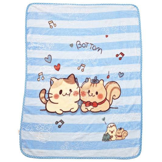 Little Nights - Baby Blanket - Blue - Kittens - Large