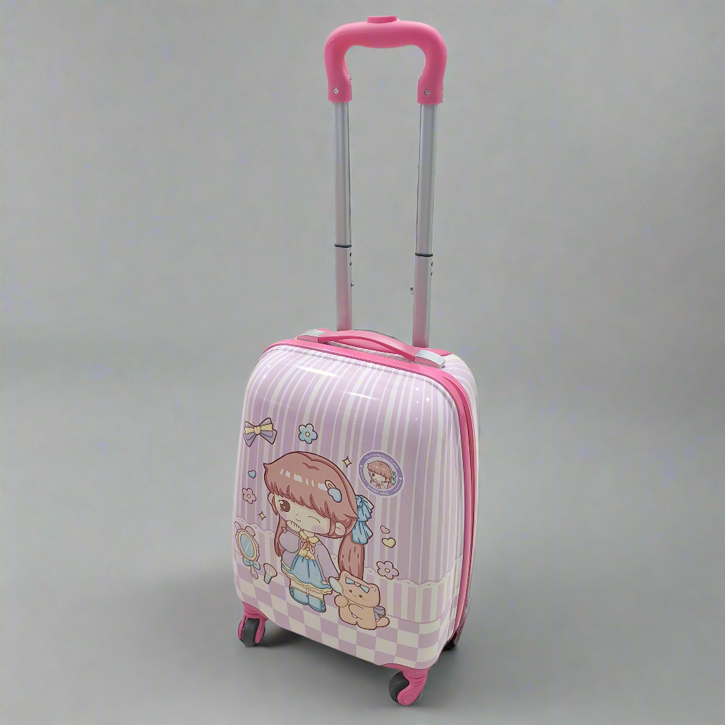 4 Wheels - Kids Travel Trolley - Pink - Doll & Cat