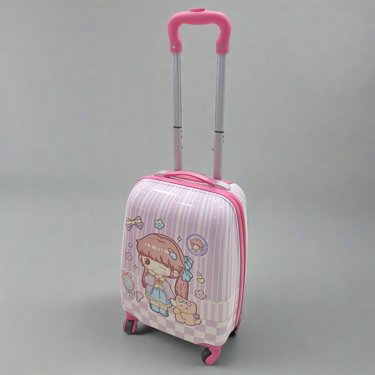 4 Wheels - Kids Travel Trolley - Pink - Doll & Cat