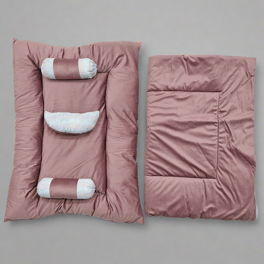 5 Pieces Velvet Bedding Set - Pink