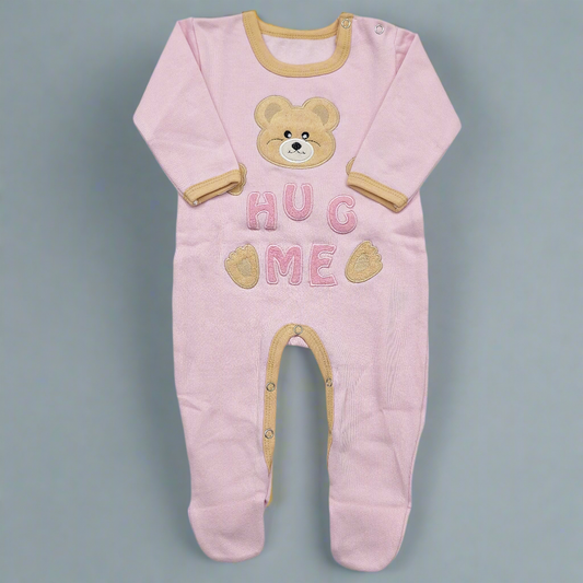 Fleece Romper - Bear - Pink