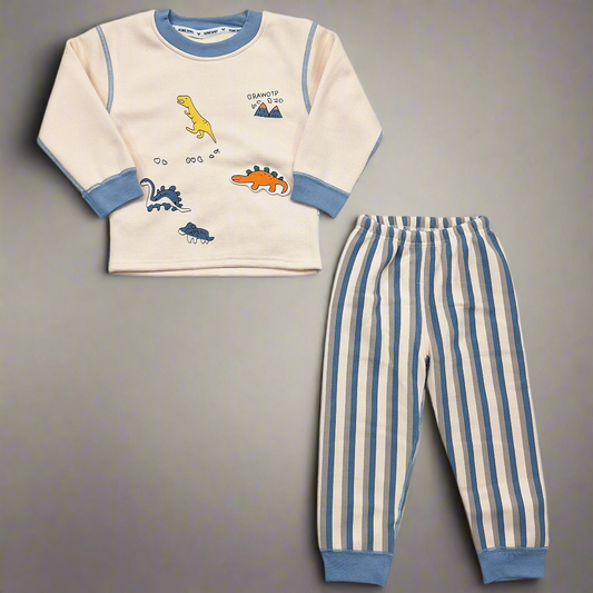 2 Pieces - Printed Set - Blue - Dinosaur