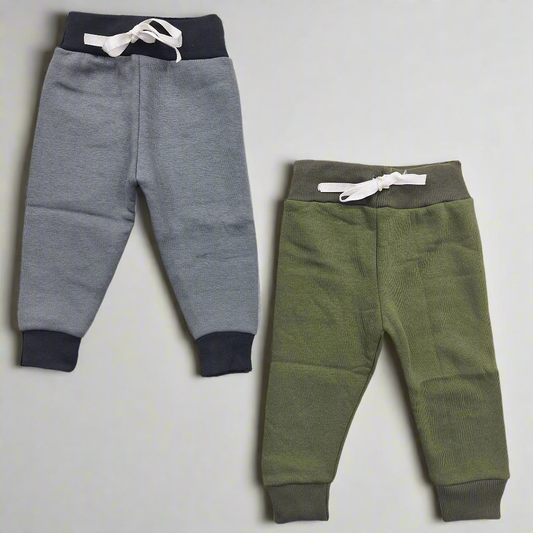 Pack of 2 Fleece Trousers - Grey & Green - 9 to 12 Months