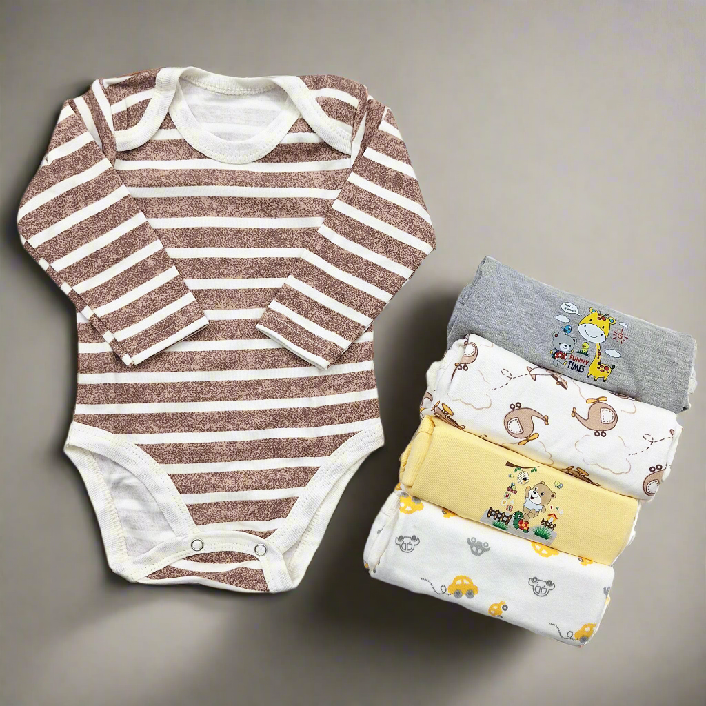 Little Junior - Pack of 5 Long Sleeve Bodysuits - Yellow