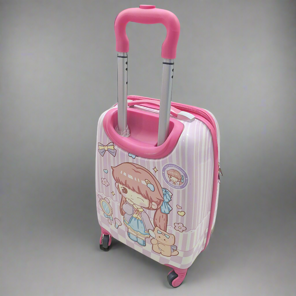 4 Wheels - Kids Travel Trolley - Pink - Doll & Cat