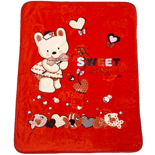 Little Nights - Baby Blanket - Red - Bear - Large