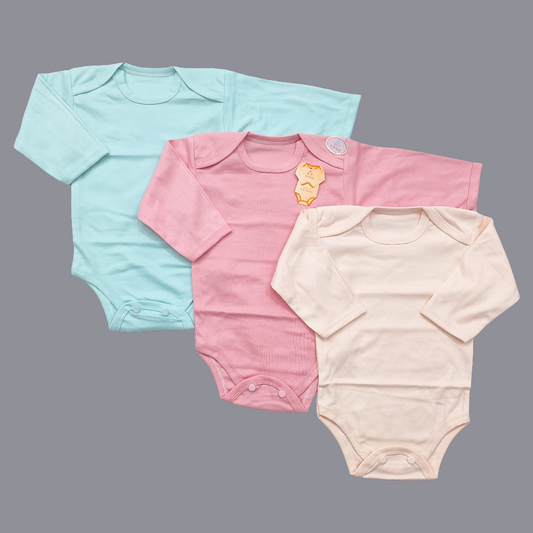 Super Kid Pack of 3 Body Suits - Green Pink Peach