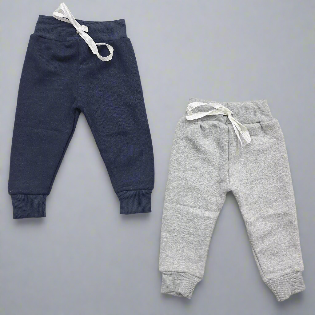 Pack of 2 Fleece Trousers - Light Grey & Navy Blue - 18 to 24 Months