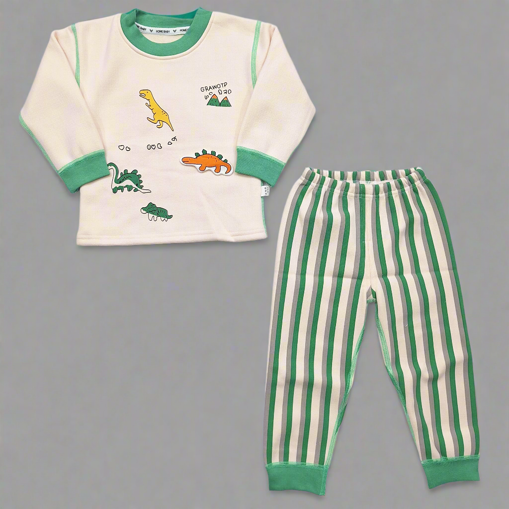 2 Pieces - Printed Set - Green - Dinosaur