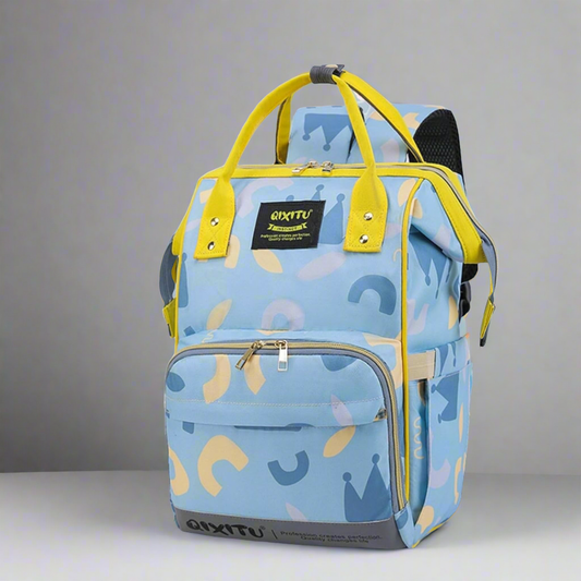 QIXITU - Waterproof Diaper Backpack - Yellow & Blue