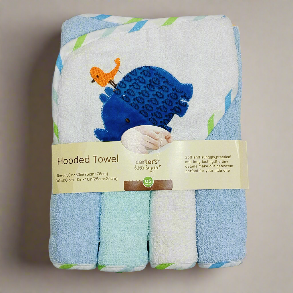 5 Pieces Bath Towel Gift Set - Blue - Elephant