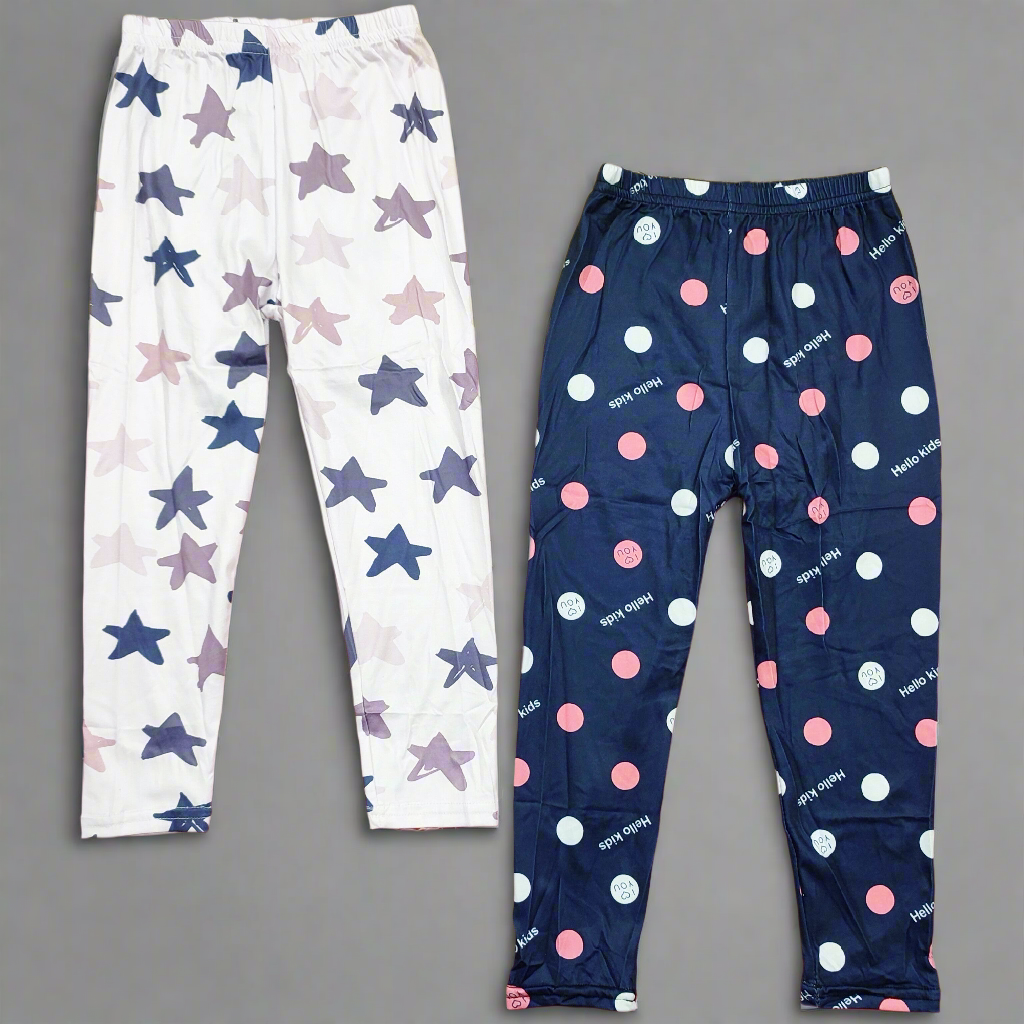 Bundle of 2 - Printed Tights - Navy Blue Circles & Stars- 4 to 5 Years