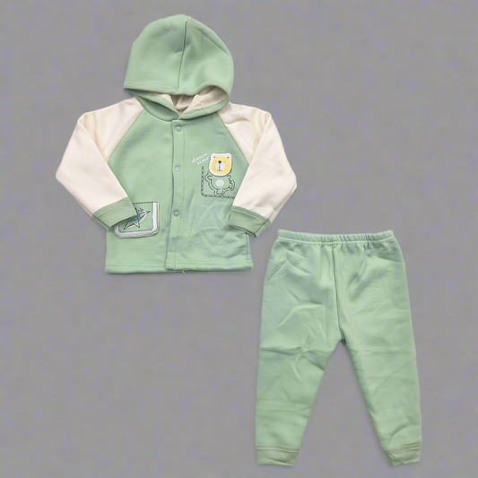 2 Pieces - Hooded Set - Green & Skin - Dance Time