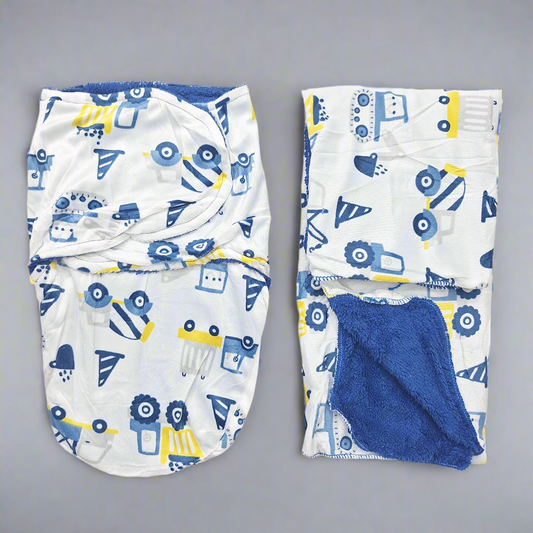 2 Pieces - Swaddle & Blanket - Blue - Construction