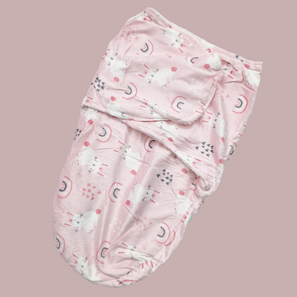 2 Pieces - Swaddle & Blanket - Pink - Rabbit & Rainbow