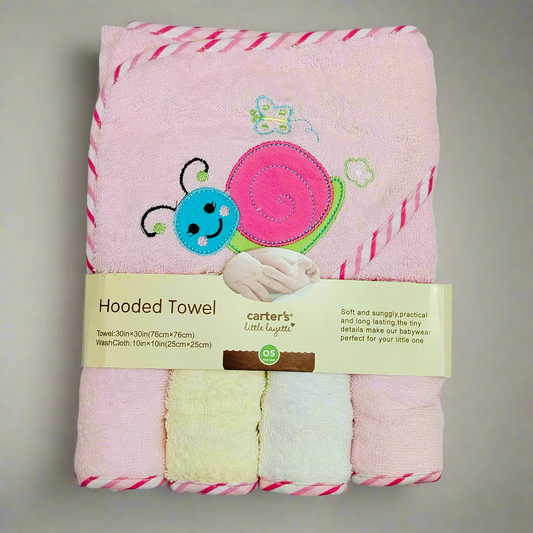 5 Pieces Bath Towel Gift Set - Pink - Snail