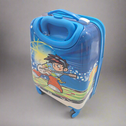 4 Wheels - Kids Travel Trolley - Blue - Piano Boy